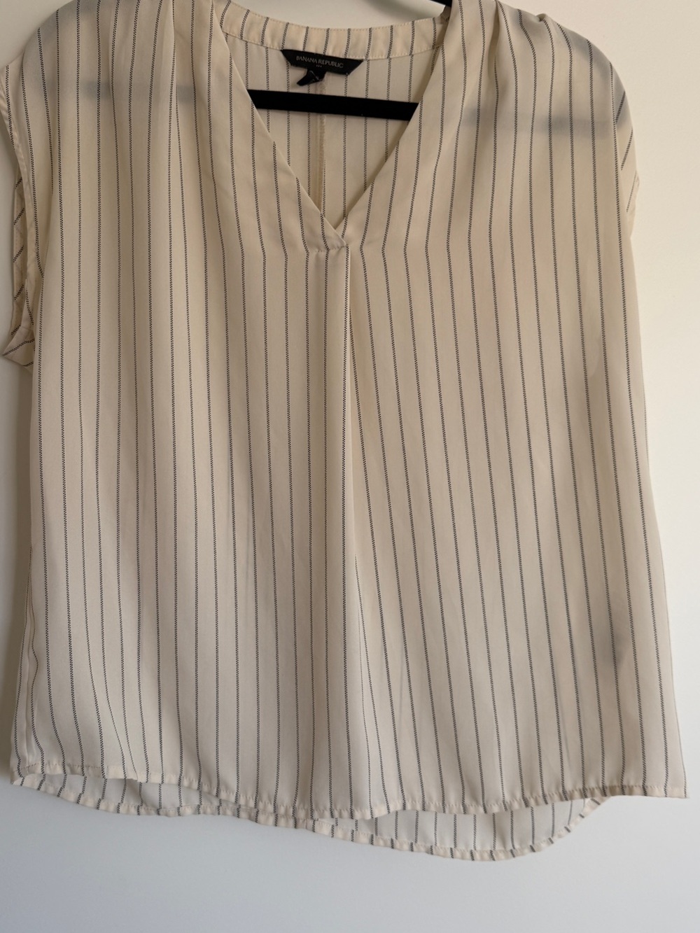 Banana Republic Cream Blouse with Navy Pinstripes